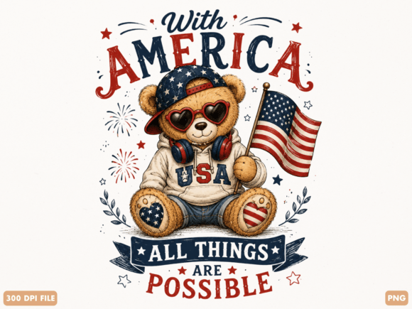 American Patriotic Bear PNG for Creative Projects