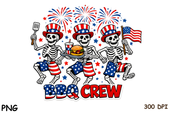 BBQ Crew Skeleton PNG Design: Spooky Summer Fun