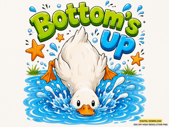 Bottoms Up Duck Summer PNG: Vibrant Apparel Design