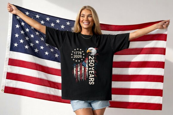 Celebrate America's 250th: Bold Eagle & Flag Design