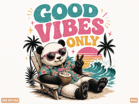 Good Vibes Only Panda Summer PNG Design: A Creative Asset