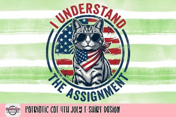 Patriotic Cat 4th July T-Shirt Design: A Stylish Asset for Summer Campaigns
