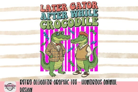 Retro Alligator Graphic Tee: Humorous Animal Design for Bold Branding
