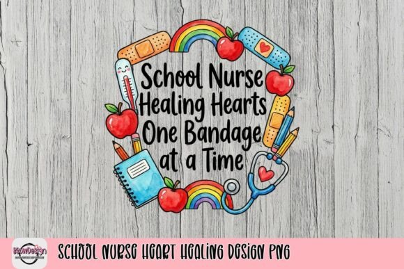 School Nurse Heart Healing Design PNG: A Vibrant Visual Asset