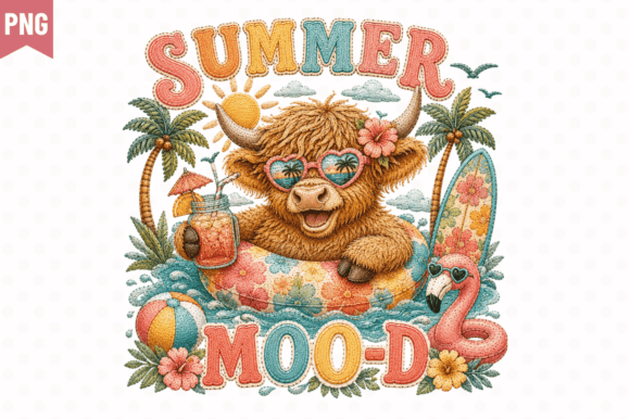 Summer Moo-D Faux Yarn Cow PNG: A Fresh Design Asset